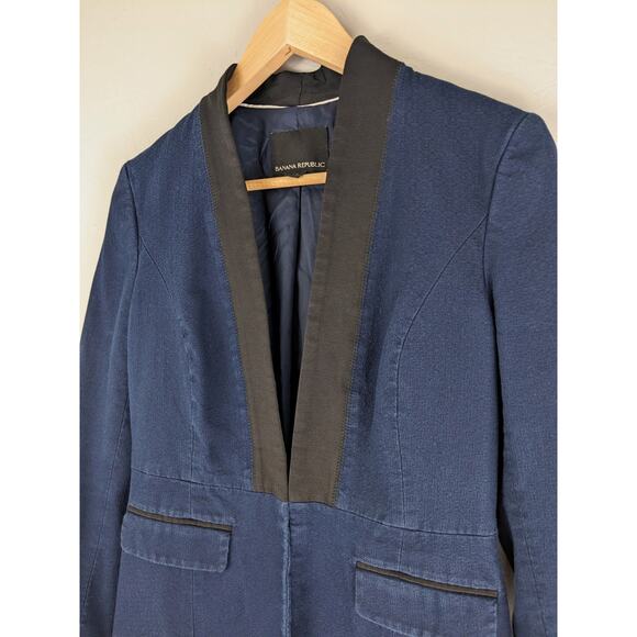 BANANA REPUBLIC Denim Tuxedo Blazer Size 2 - Picture 4 of 11